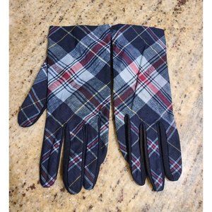 New! Vintage One Size Fits All Ellen Lockwood Plaid Stretch 8.5 Gloves Blue Red